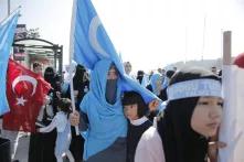 Photo shows ethnic Uighurs during a protest against China near the Chinese Consulate in Istanbul in 2019