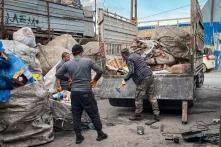 Waste collectors at a depot in Dudullu, İstanbul.
