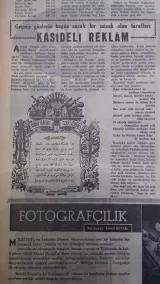 Ahmed Faruki Bey’in II. Abdülhamid döneminde, Malumat gazetesinde yayınlanan reklamındaki kasidesi